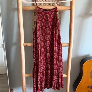 Brandy Melville Red and White Boho Dress